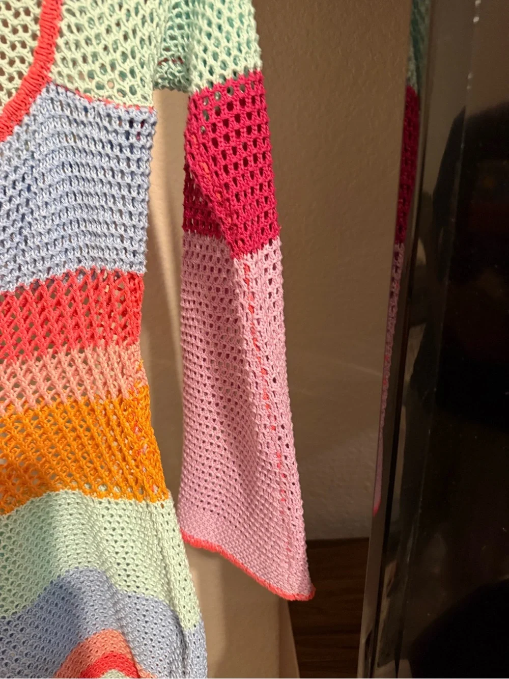 Crochet Multicolor Striped Open Knit Dress